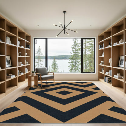 Camel Tan Geometric Diamond Abstraction Rug