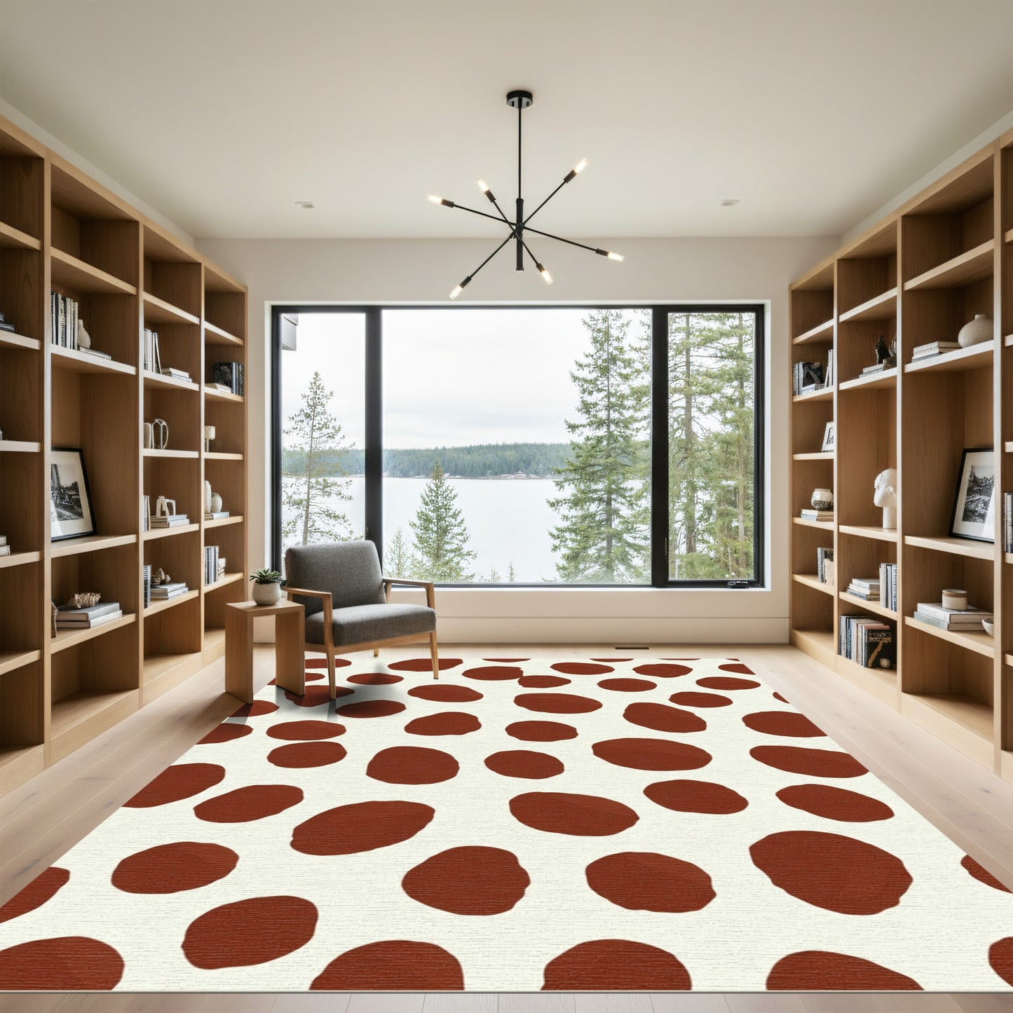 Brown Spots Textured Contemporary Rug