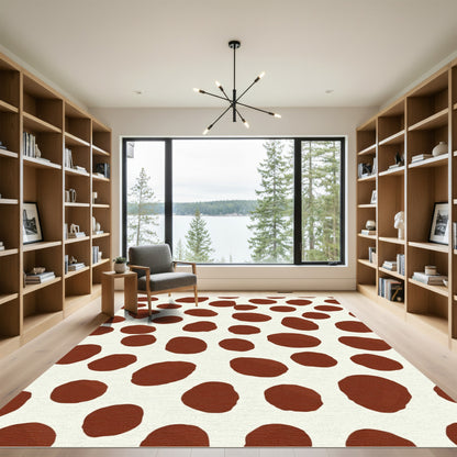 Brown Spots Textured Contemporary Rug