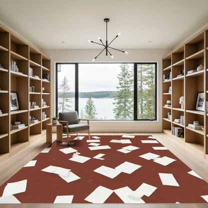Brown Background White Paper Confetti Rug
