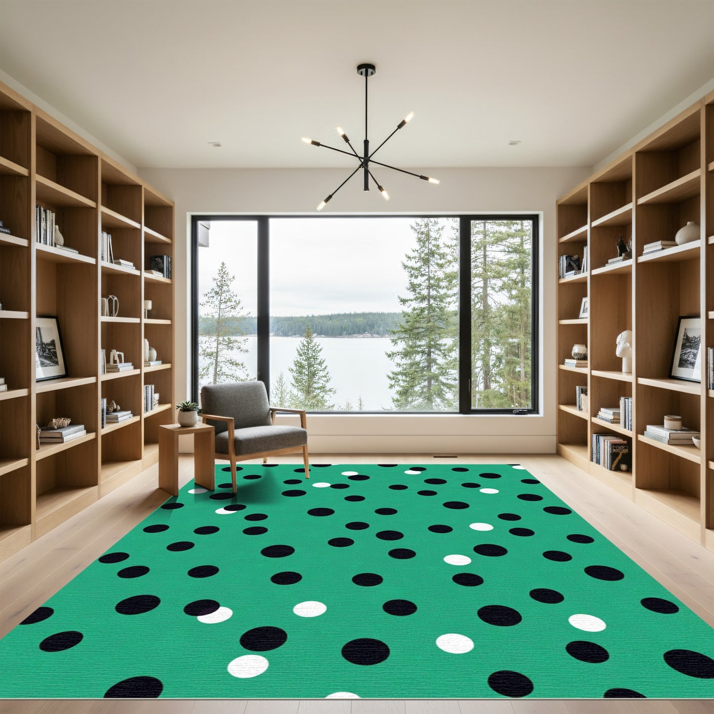 Teal Black White Polka Dot Scatter Rug