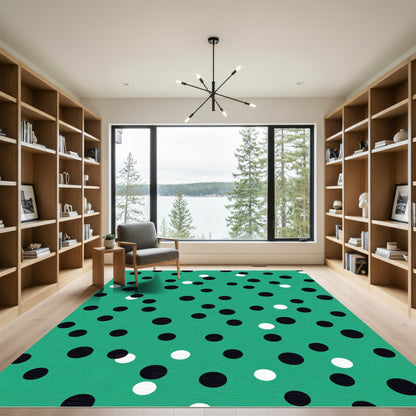 Teal Black White Polka Dot Scatter Rug