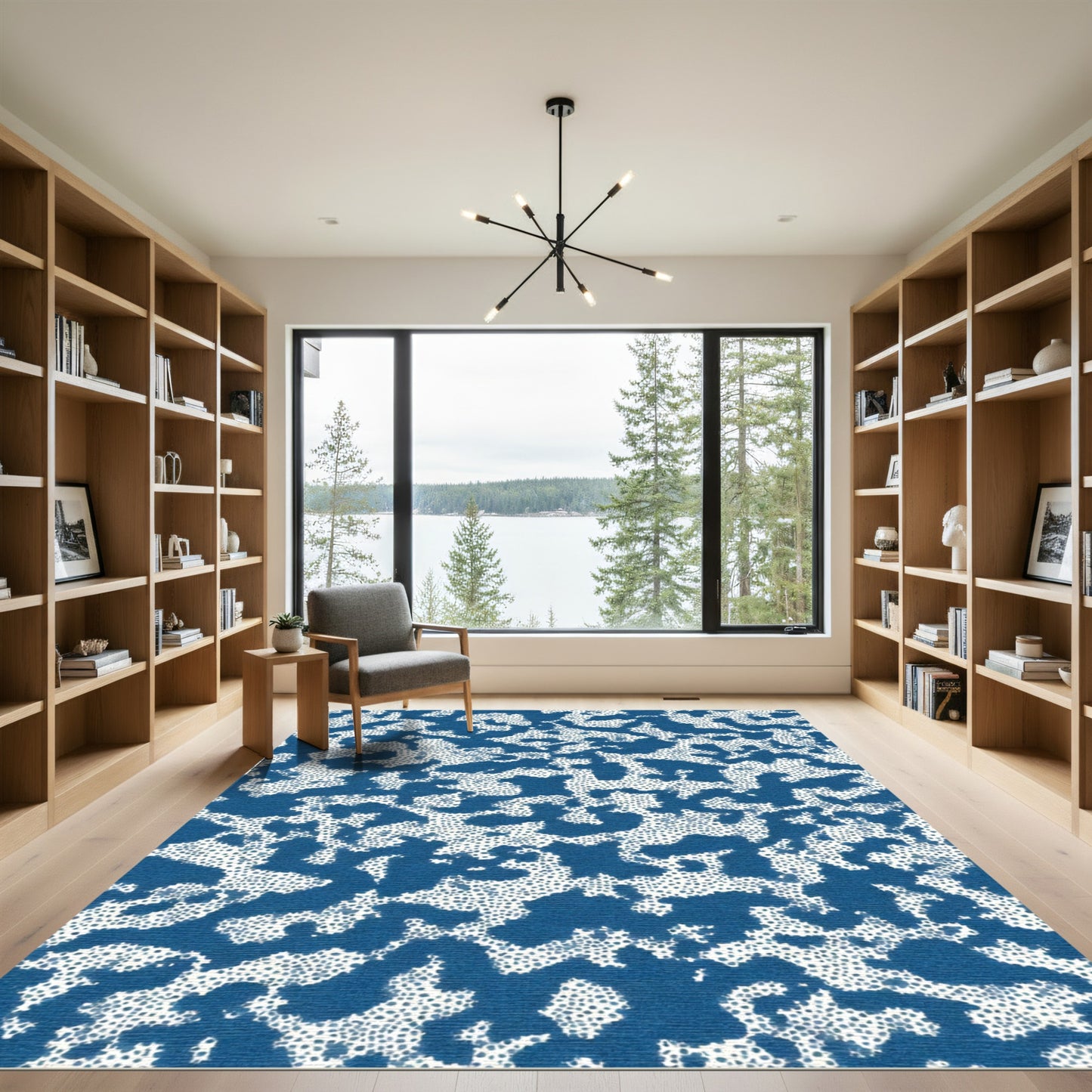 Indigo Spotted Organic Abstract Rug