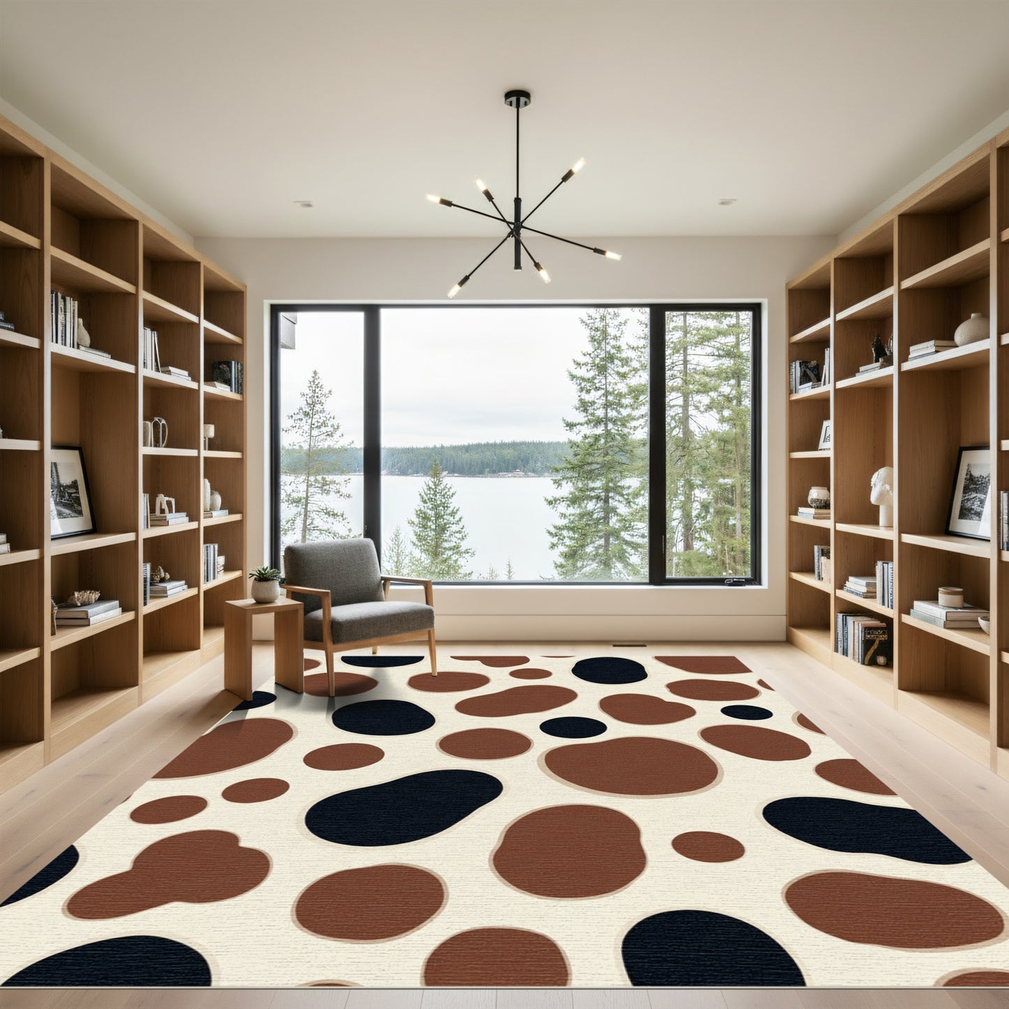 Brown Black Spotted Organic Cells Rug