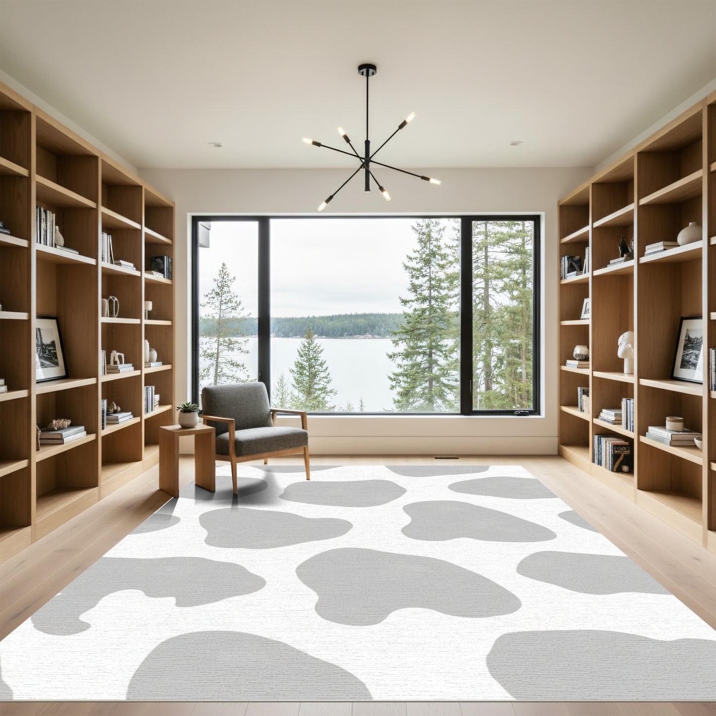 Soft Gray Abstract Spots Rug