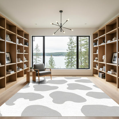 Soft Gray Abstract Spots Rug