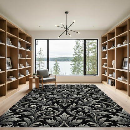 Ornate Silver Acanthus Swirl Rug