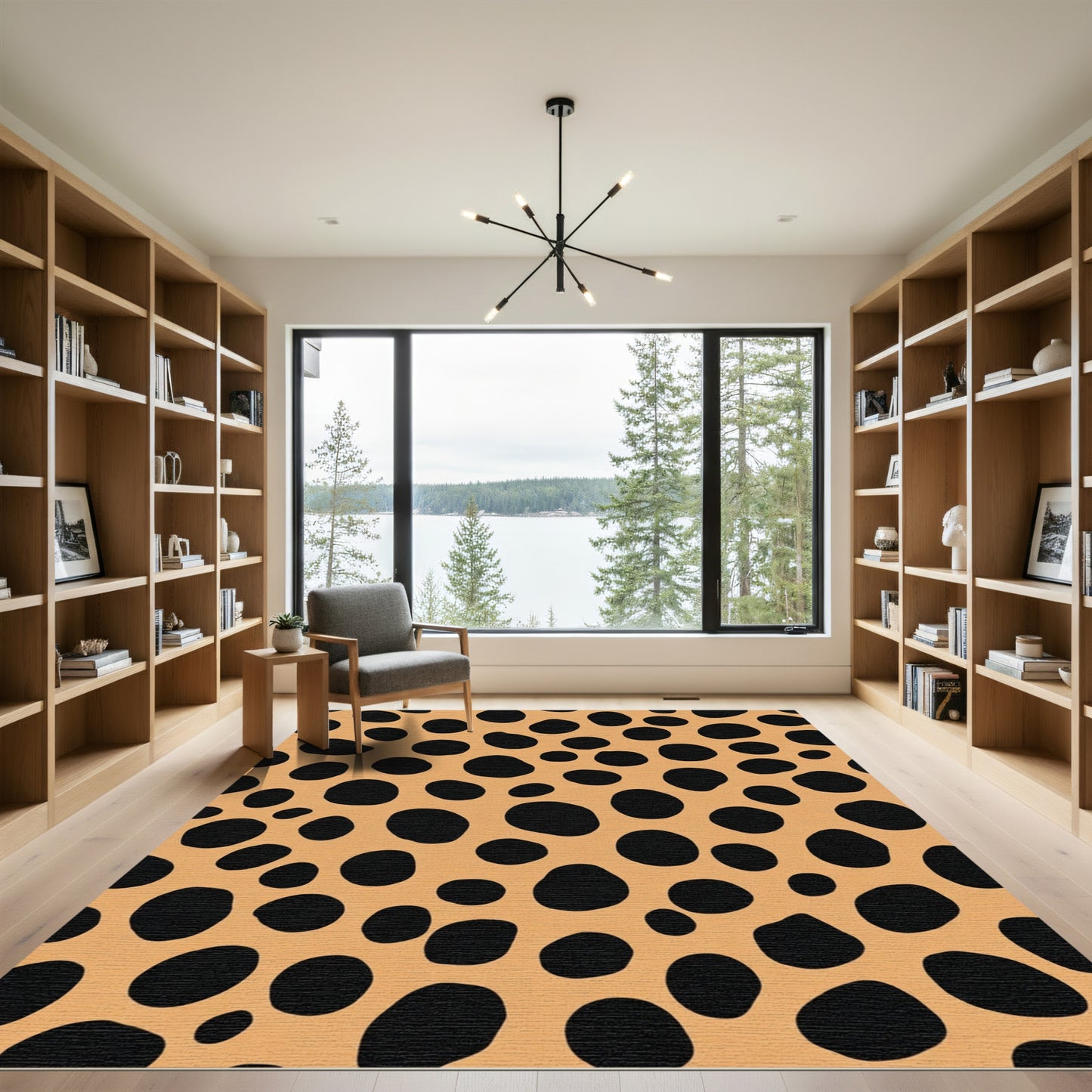 Tan Black Spotted Animal Hide Rug