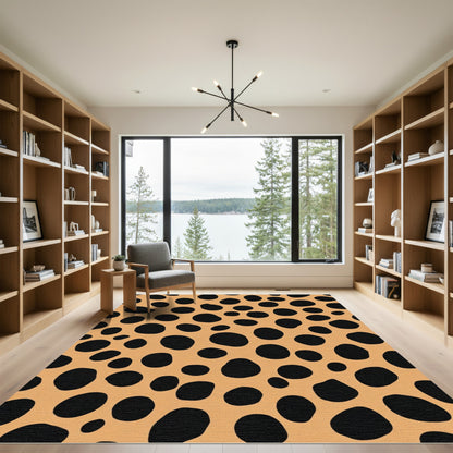 Tan Black Spotted Animal Hide Rug