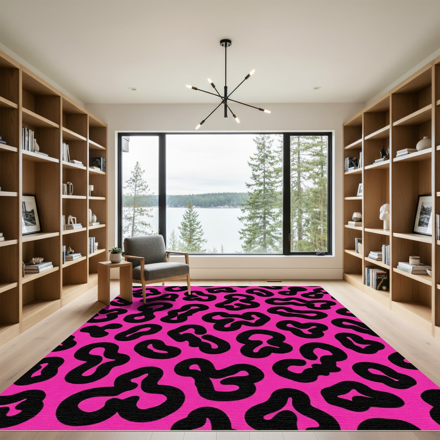Hot Pink Black Spotty Spots Rug