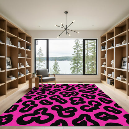 Hot Pink Black Spotty Spots Rug