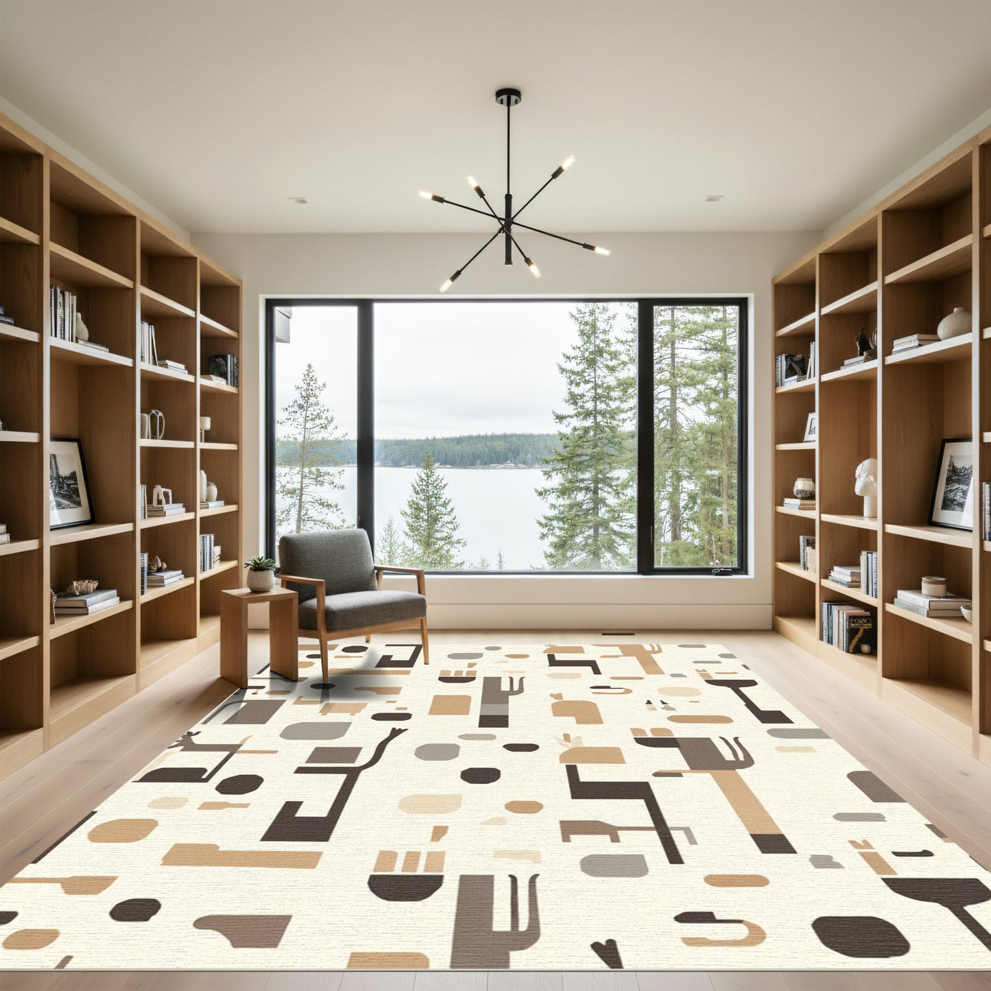 Abstract Earthy Tone Geometric Forms Rug