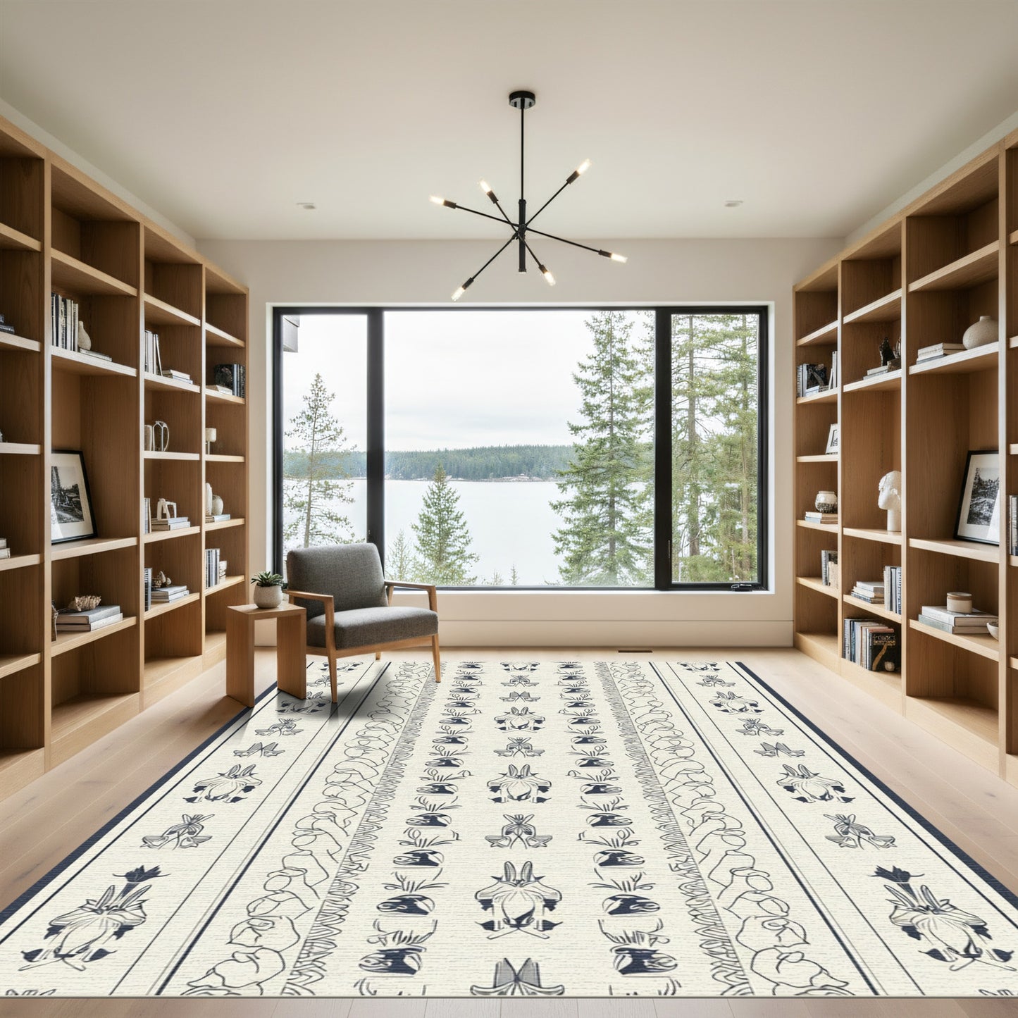 Classic Ivory Navy Animal Silhouette Rug