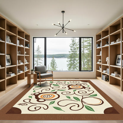 Earthy Brown Whimsical Organic Swirl Rug