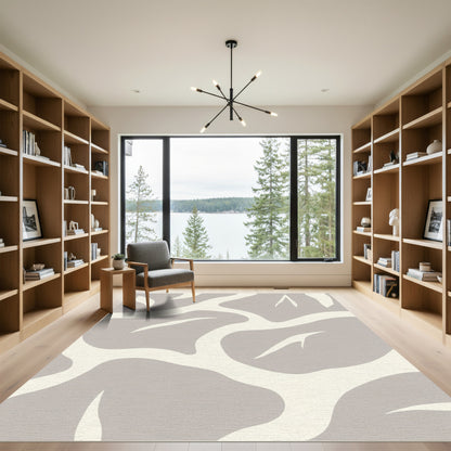 Abstract Creamy Branches Taupe Rug