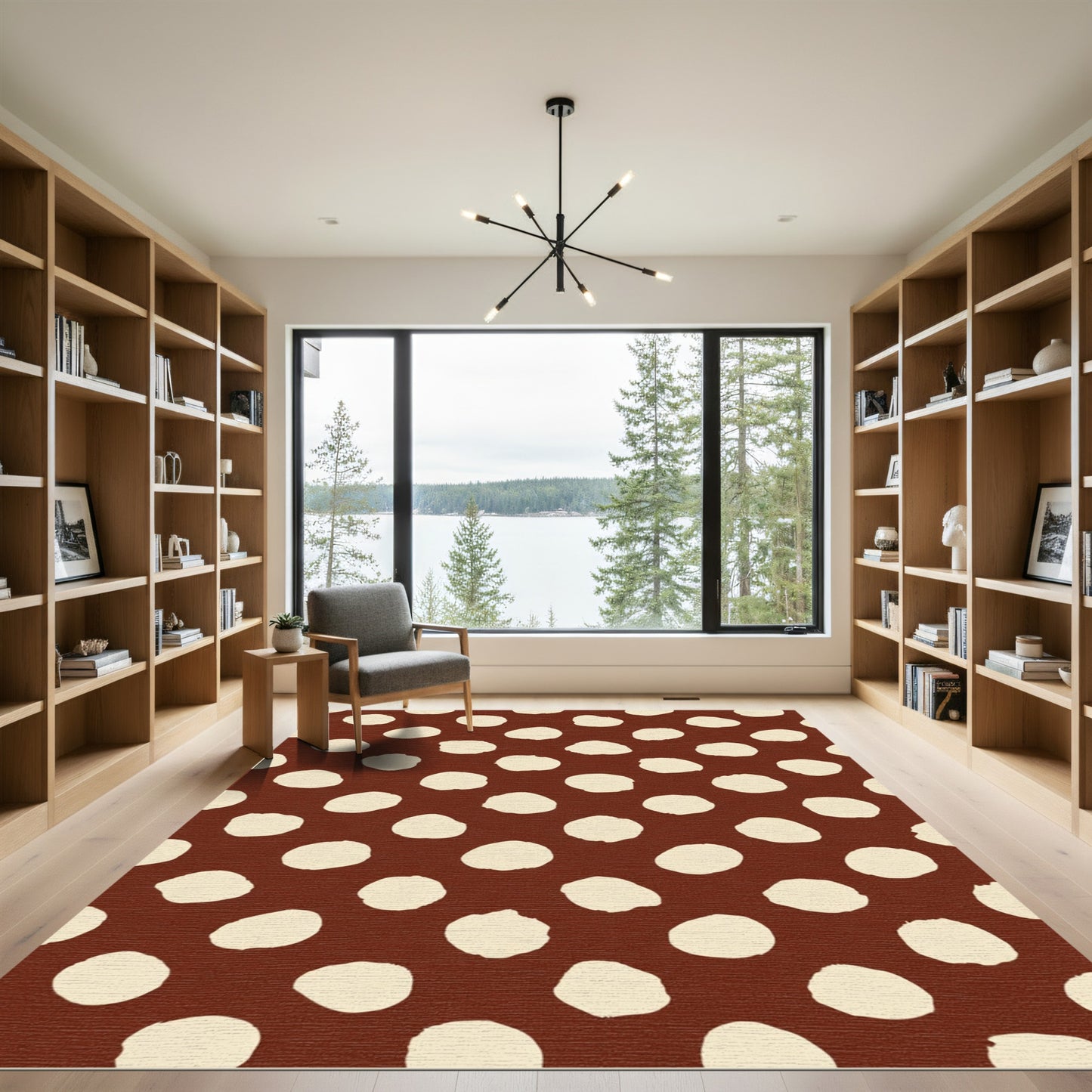 Brown Cream Polka Dot Rug