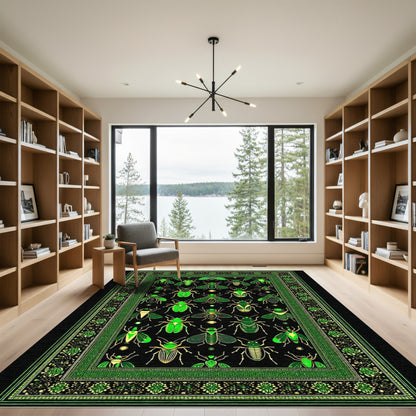 Emerald Green Bug Collection Rug