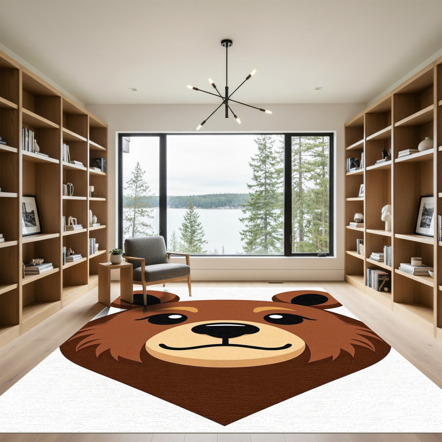 Cute Brown Bear Face Rug
