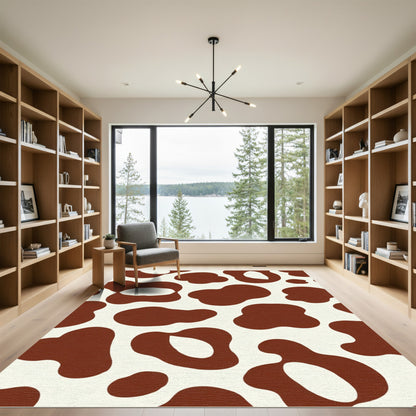 Brown White Abstract Spot Rug