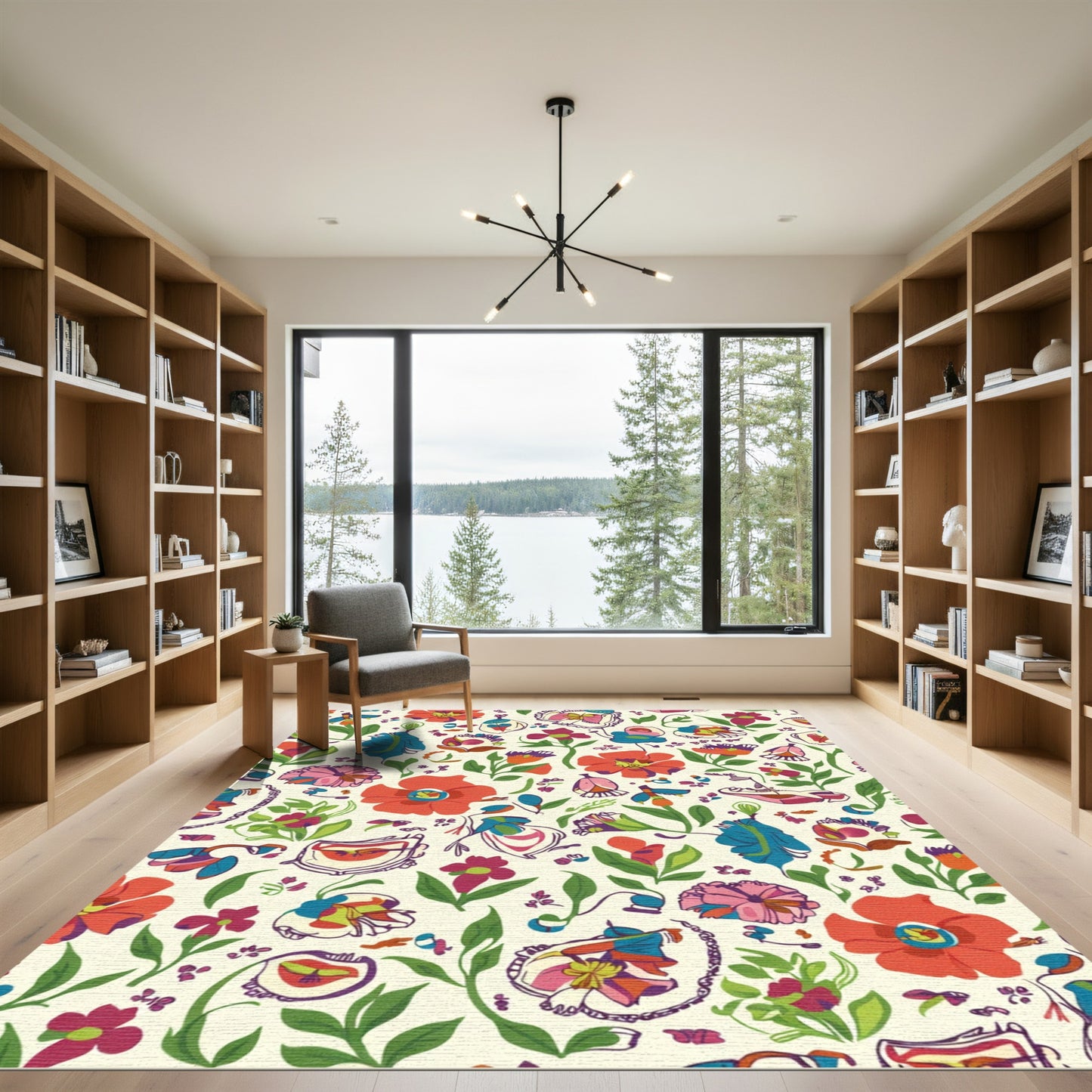 Vibrant Floral Whimsical Garden Rug