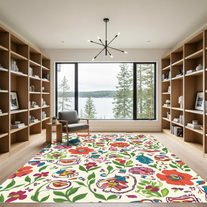 Vibrant Floral Whimsical Garden Rug