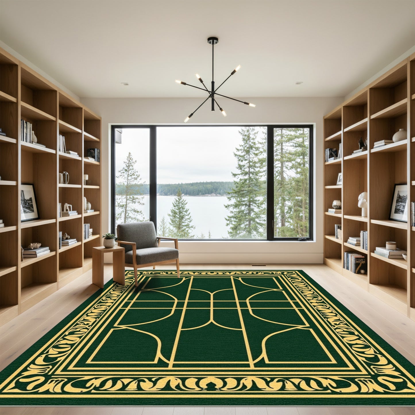Emerald Gold Art Deco Geometric Rug