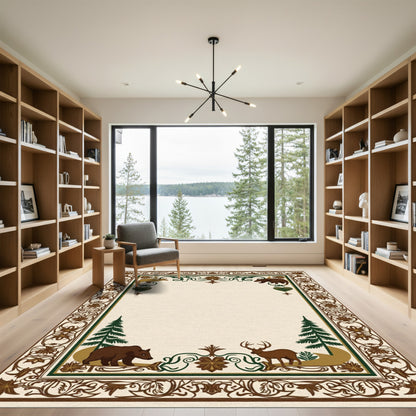 Rustic Woodland Creatures Forest Charm Rug
