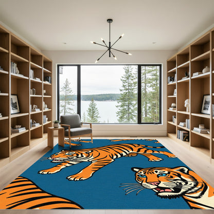 Vibrant Orange Tiger Dynamic Collage Rug