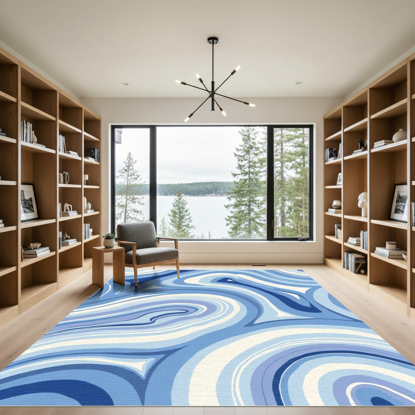 Blue Swirling Abstract Agate Rug