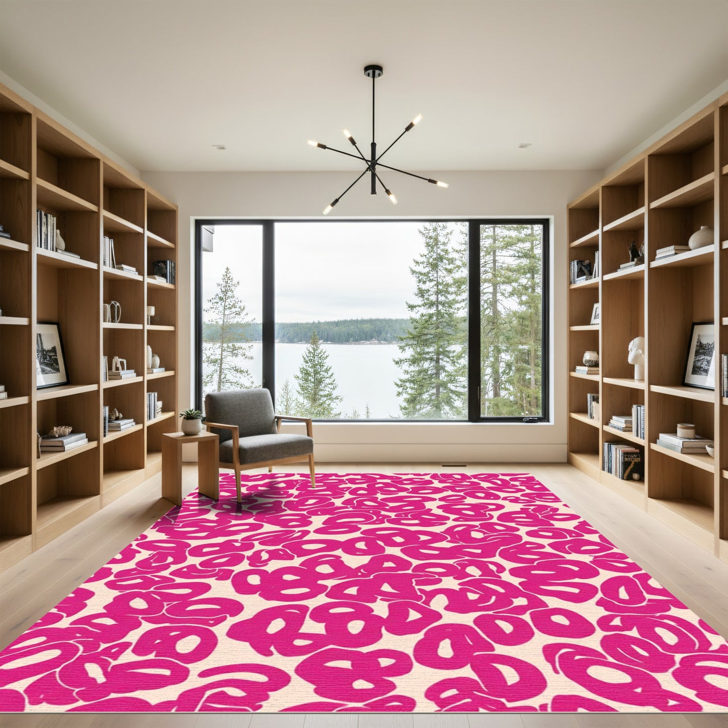 Vibrant Pink Blob Pattern Rug