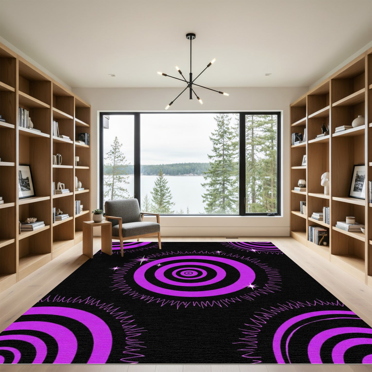 Vibrant Purple Target Stars Rug