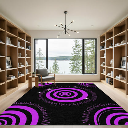 Vibrant Purple Target Stars Rug