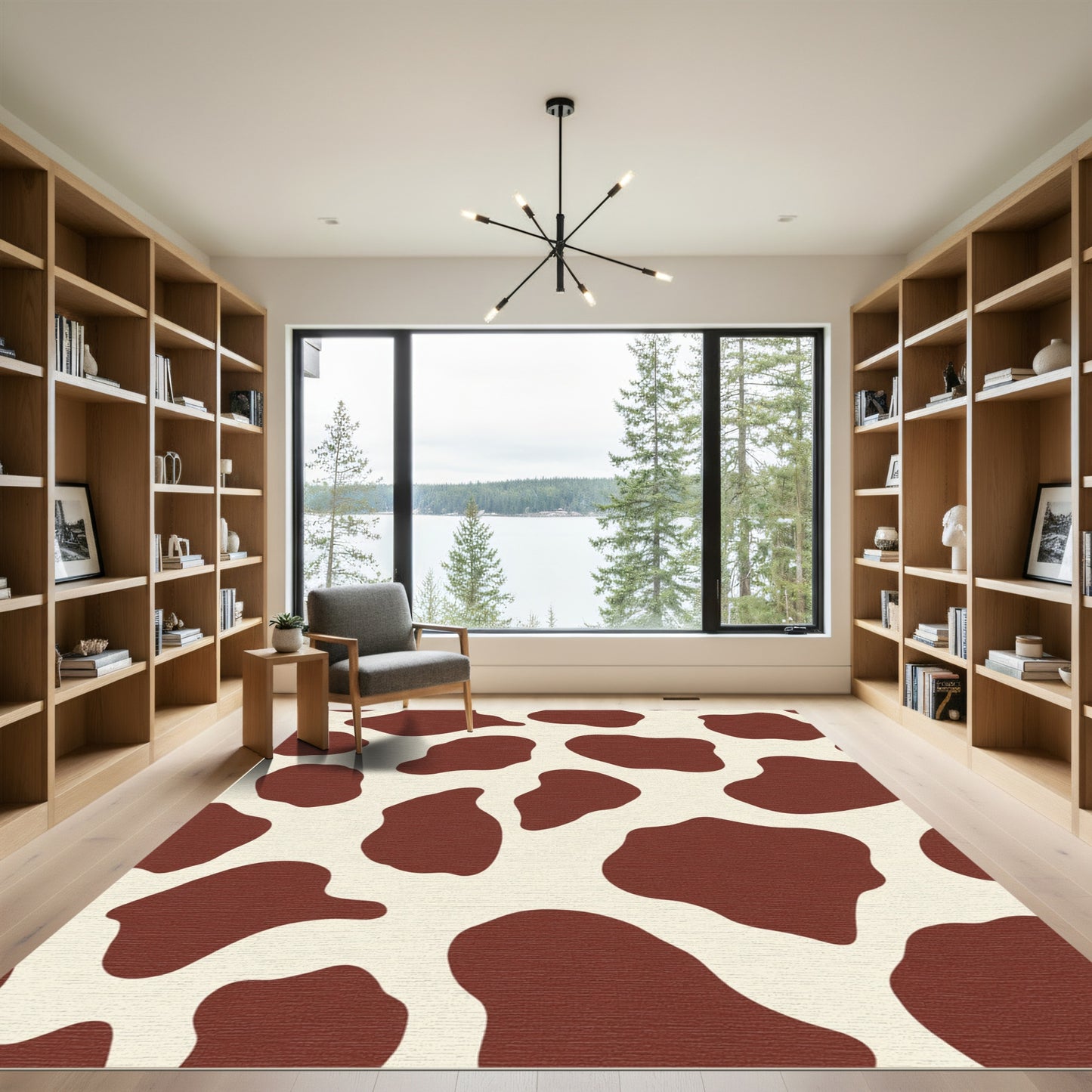 Brown Cream Irregular Spots Rug
