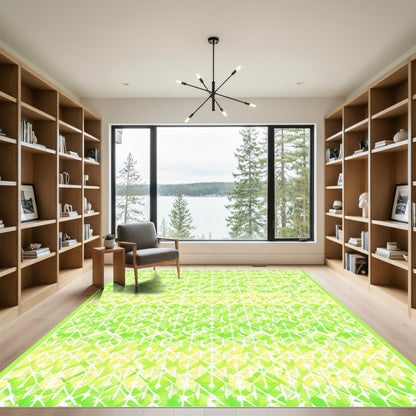Lime Green Abstract Geometric Lattice Rug