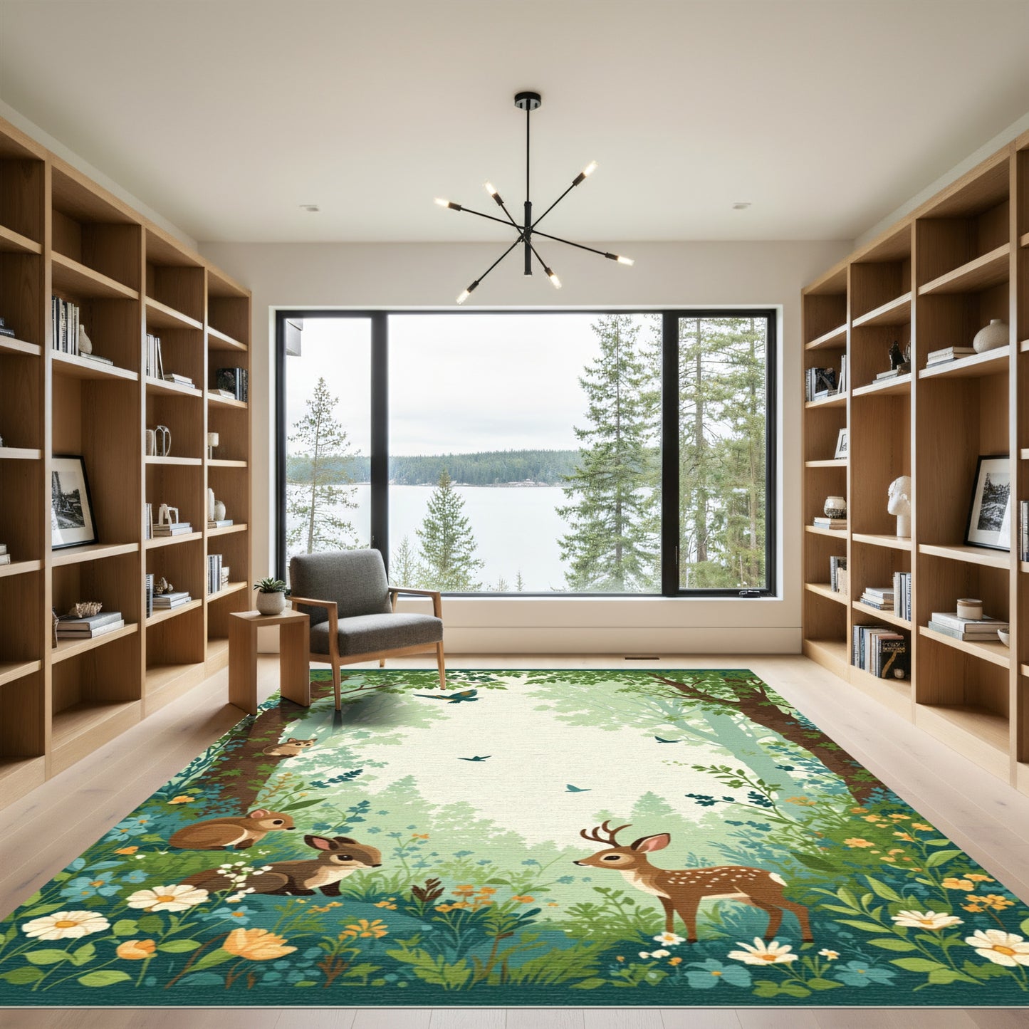 Enchanted Forest Animals Woodland Scene Rug
