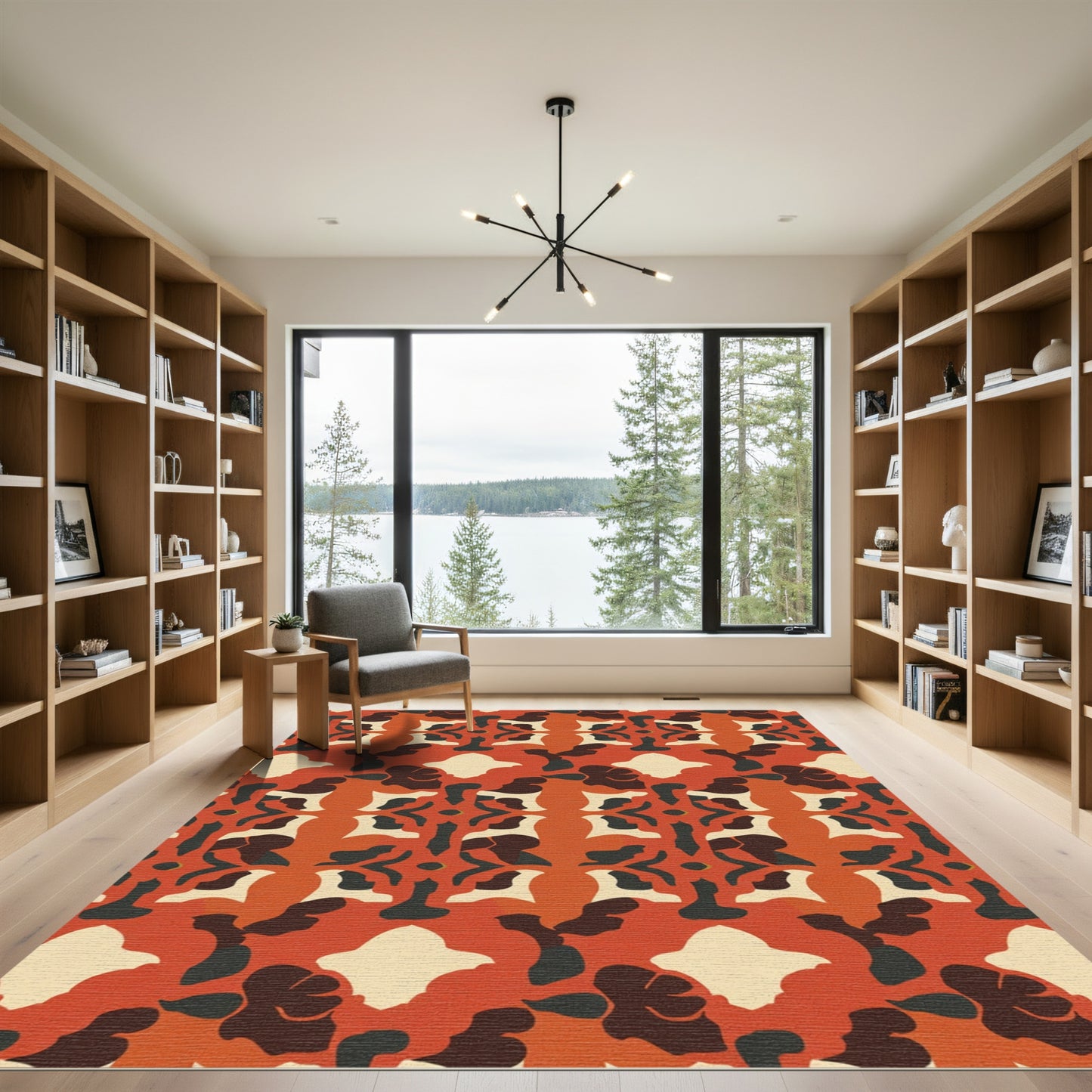 Retro Terracotta Abstract Organic Blocks Rug