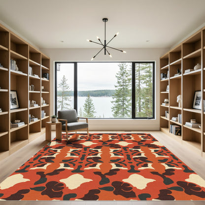 Retro Terracotta Abstract Organic Blocks Rug