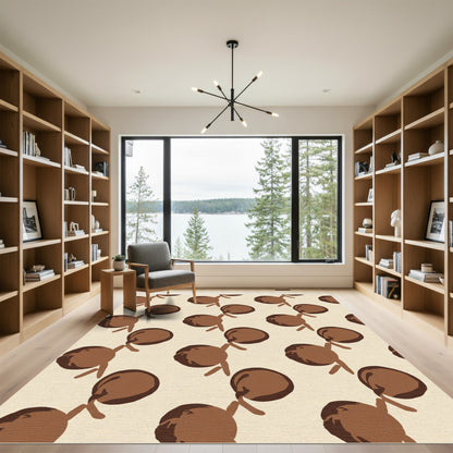 Earthy Brown Abstract Orb Pattern Rug