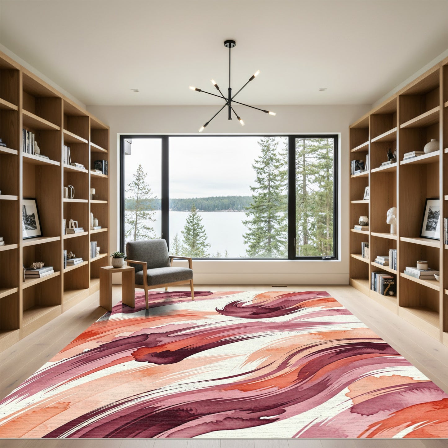 Crimson Coral Swirl Artistry Rug