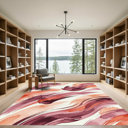 Crimson Coral Swirl Artistry Rug