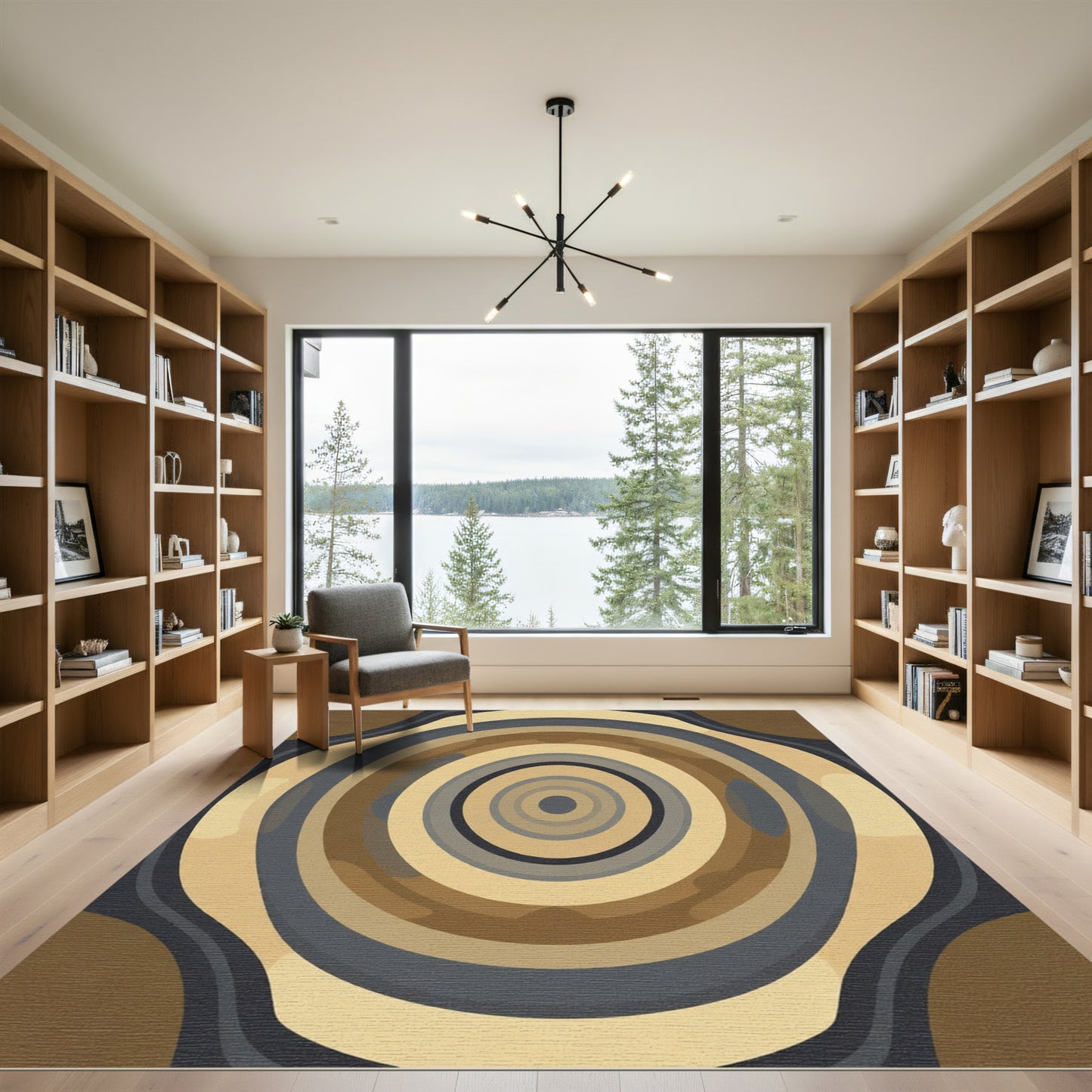 Earthy Tone Abstract Concentric Circles Rug