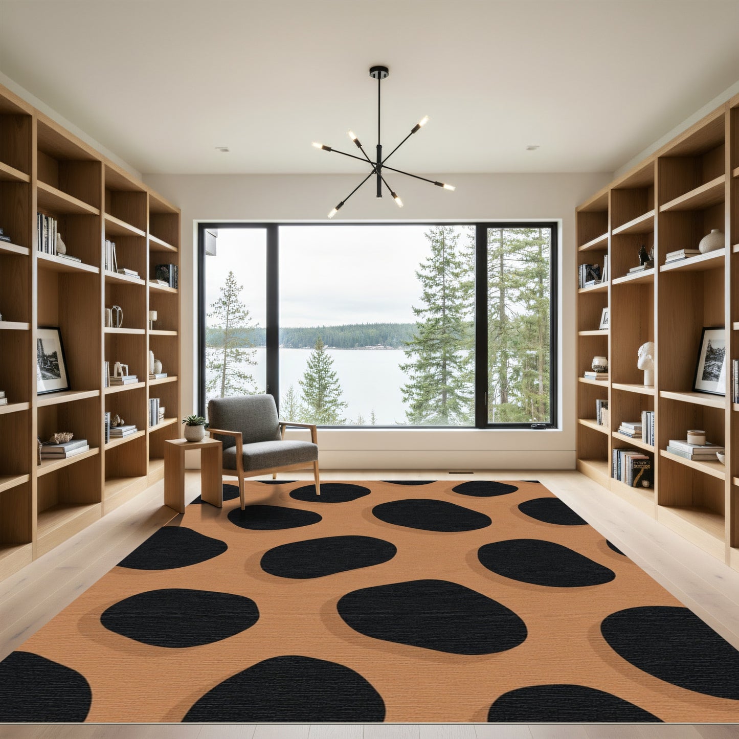 Orange Black Spotted Organic Shapes Rug