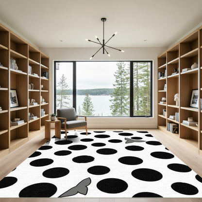 Black Dots Butterfly Whimsical Scatter Rug