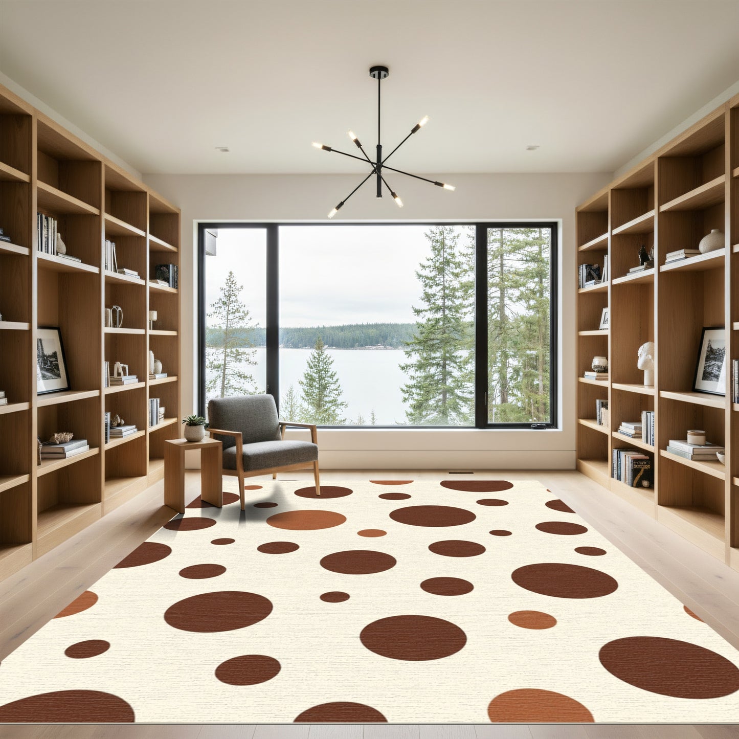 Creamy Brown Polka Dot Circles Rug
