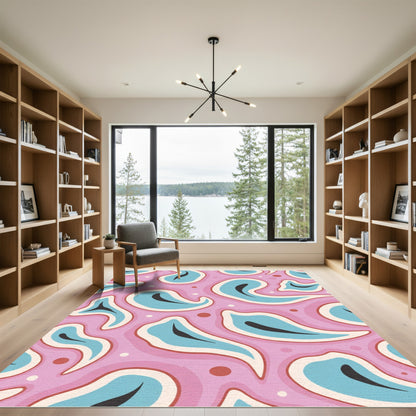 Pink Blue Organic Blob Rug