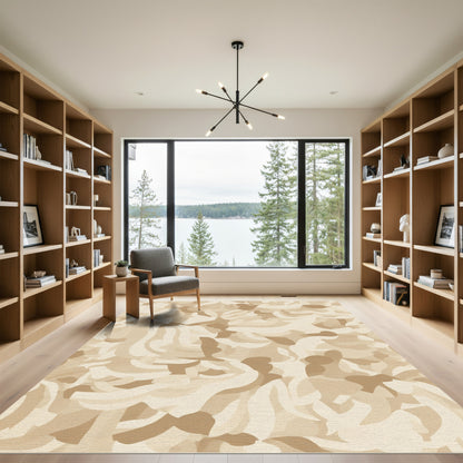 Neutral Abstract Swirl Composition Rug