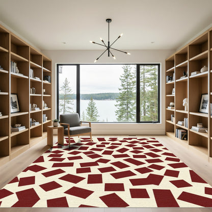 Terracotta Rectangles Scattered Abstract Rug