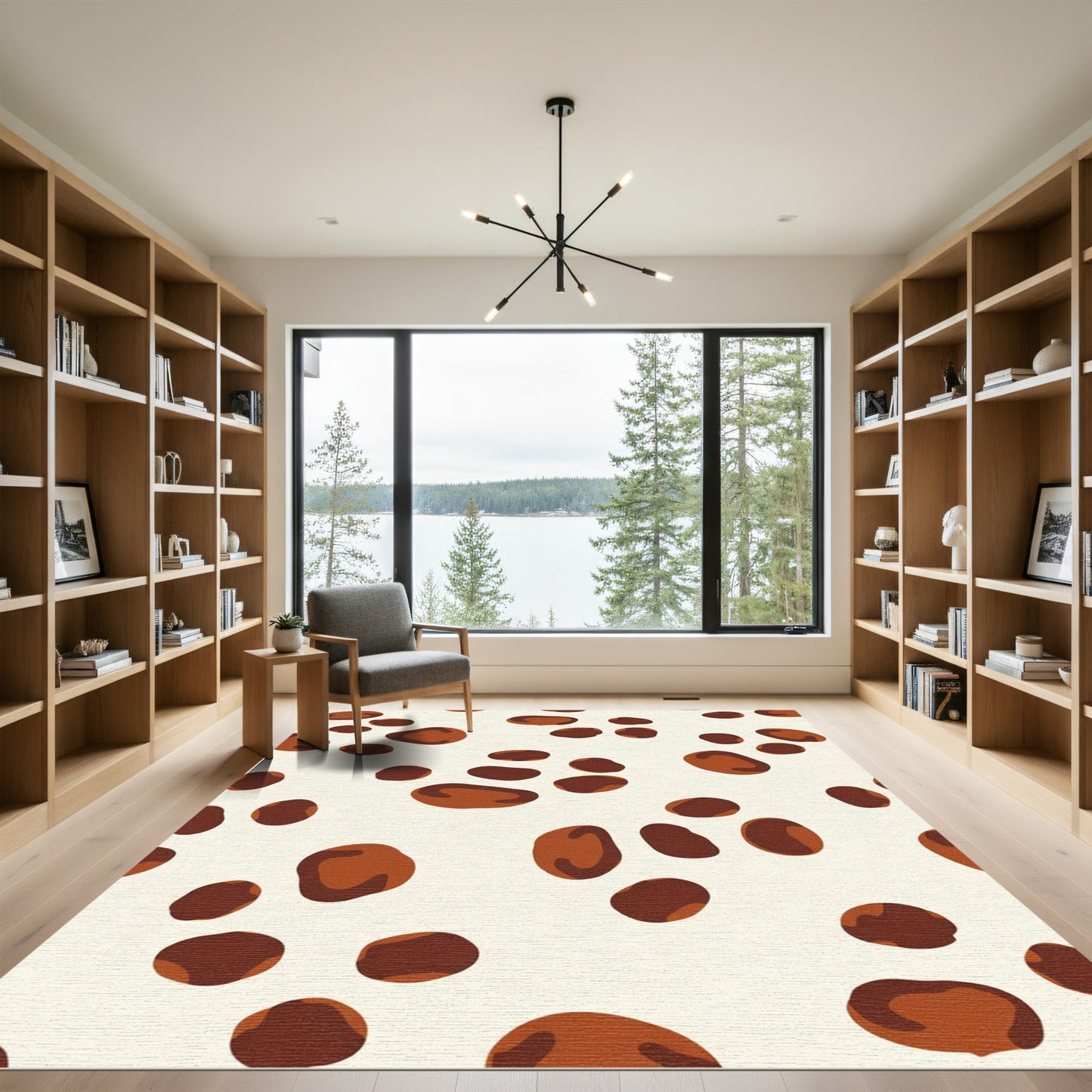 Earthy Brown Spotty Oval Scatter Rug