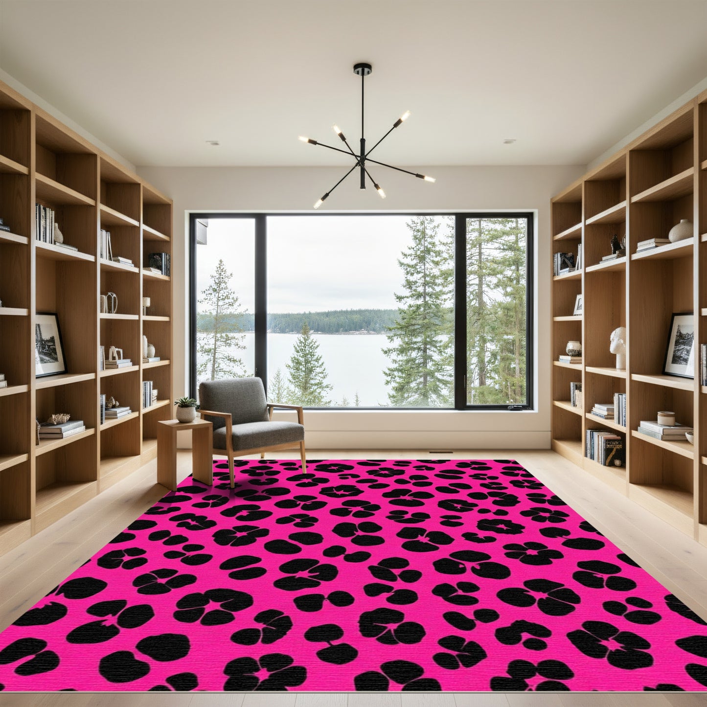 Bold Black Fuchsia Animal Spot Rug