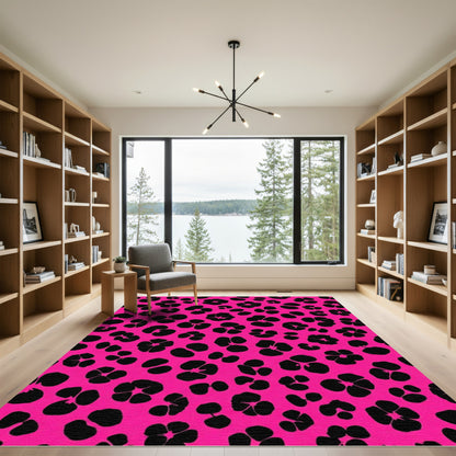 Bold Black Fuchsia Animal Spot Rug